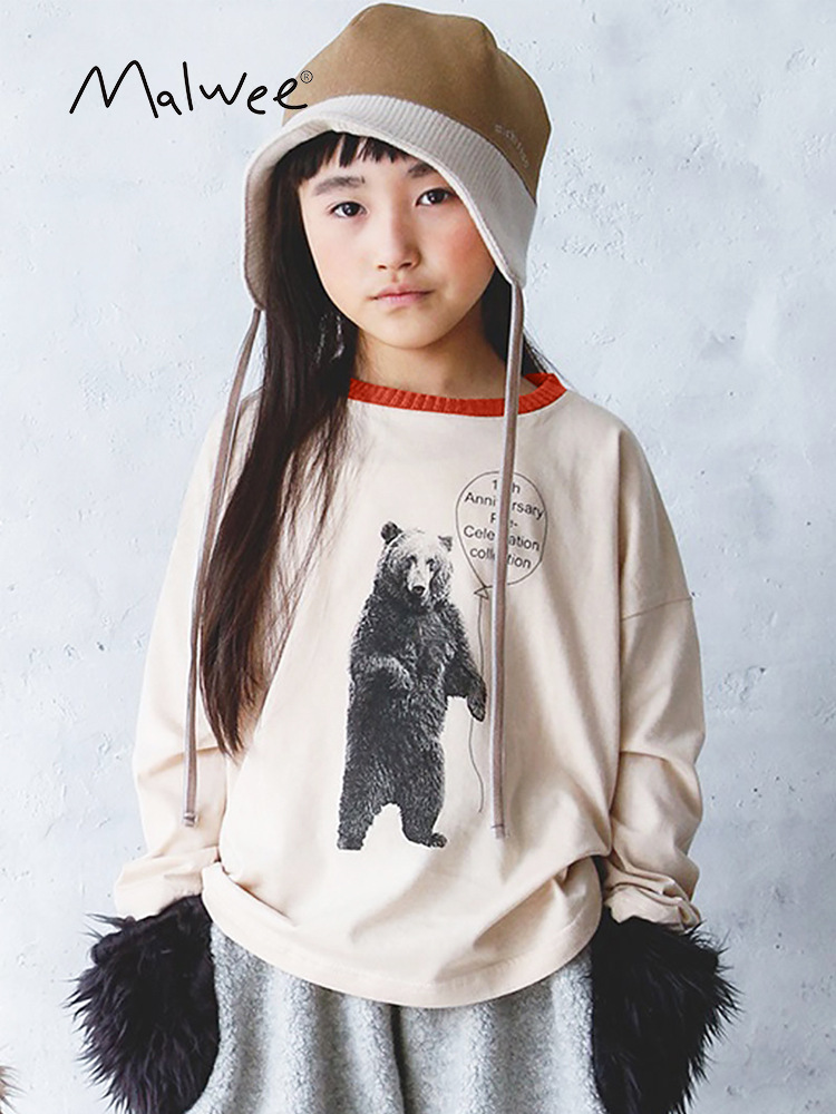 En stock malwee niña ropa otoño nuevo europeo y americano niños ocio manga larga Camiseta cuello redondo de los niños