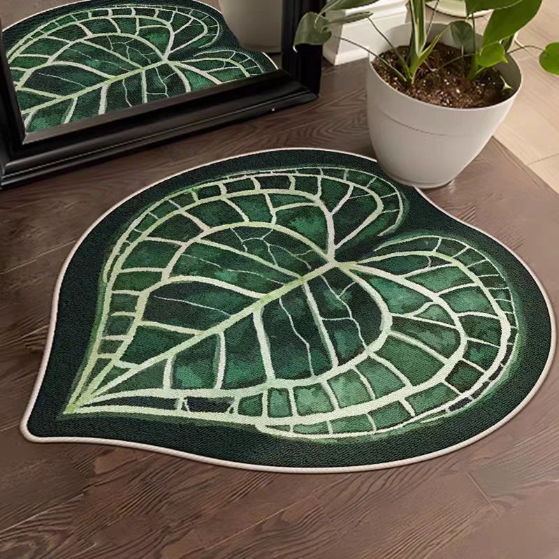 Temu Cross-Border Leaf Print Floor Mat for Home Bedroom, Stain-Resistant, Easy to Care For, Decorative Bedside Rug, Non-Slip Coffee Table Mat