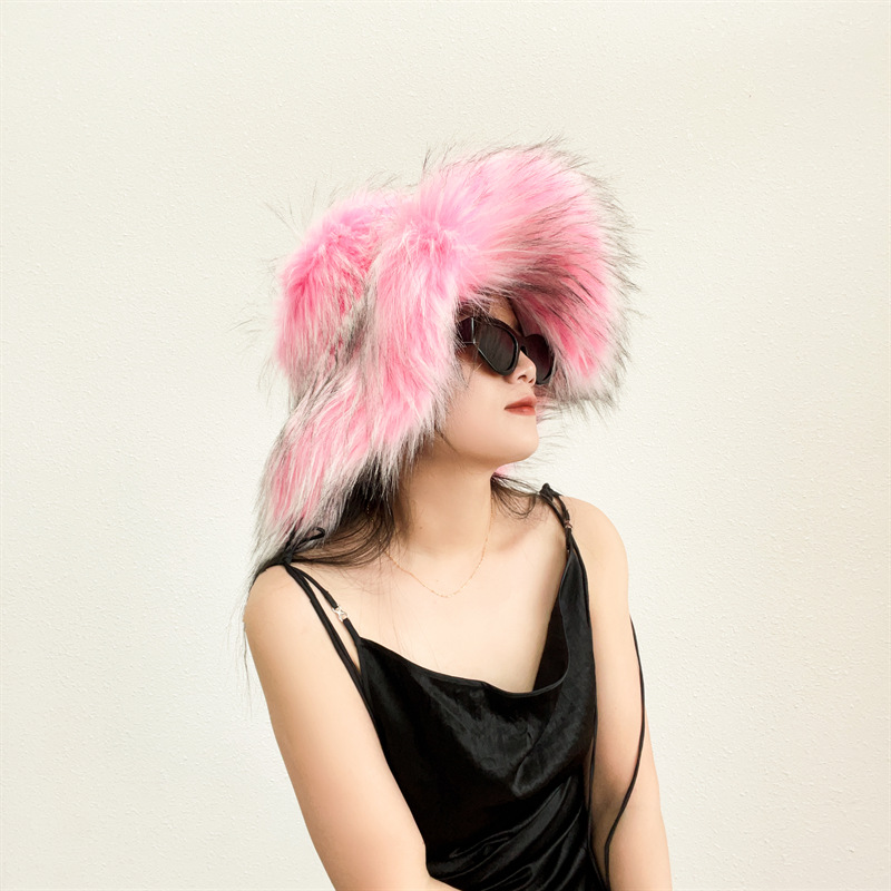 520g Weight Felt hat Hats Type Women's Lady Punk Color Block Big Eaves Felt Hat