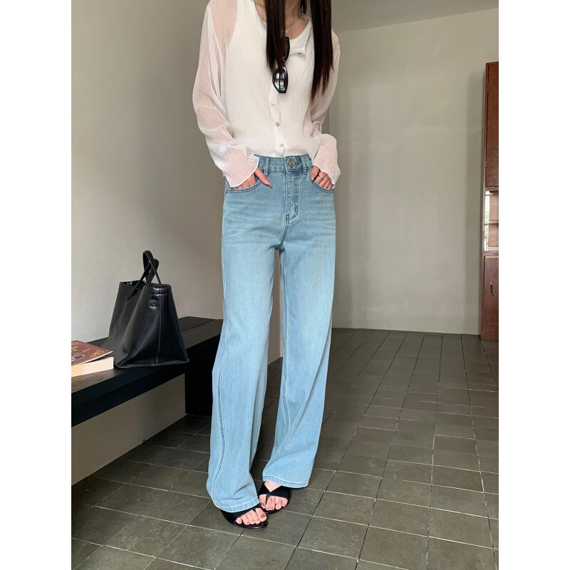 Gagd Summer Light Blue Silky Smooth Tencel Lycra Straight-Leg Women's Jeans Narrow Fit Slimming Jeans Gagd Summer Light Blue Silky Smooth Tencel Lycra Straight-Leg Women's Jeans Narrow Fit Slimming Jeans