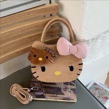 美拉德复古少女kt猫咪手拎包包女式2025新款可爱小猫单肩斜挎包