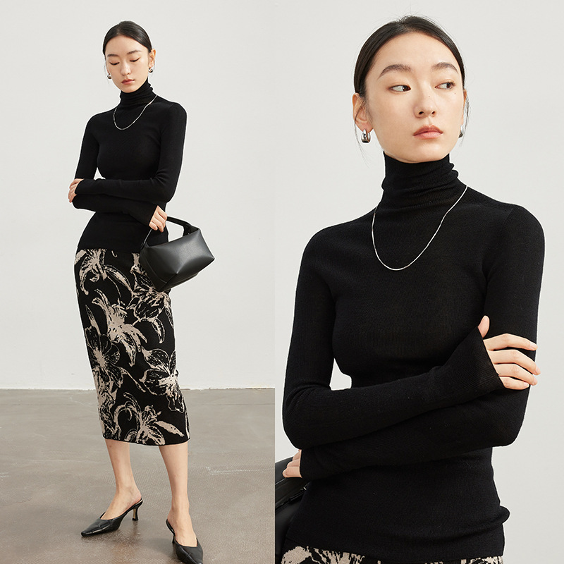 Luxury German Yangtze Shimajing 18-Needle Seamless 100 Wool Sweater 25 Autumn and Winter Knitted Turtleneck Bottoming Shirt for Women