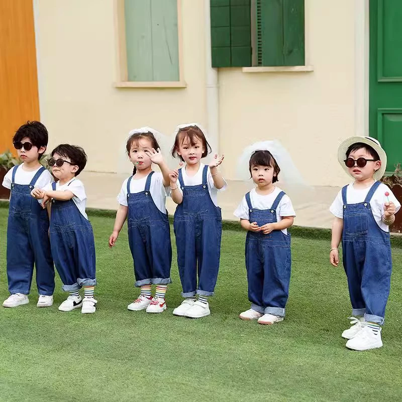 Summer denim overall for early age, children's suit for photo sessions