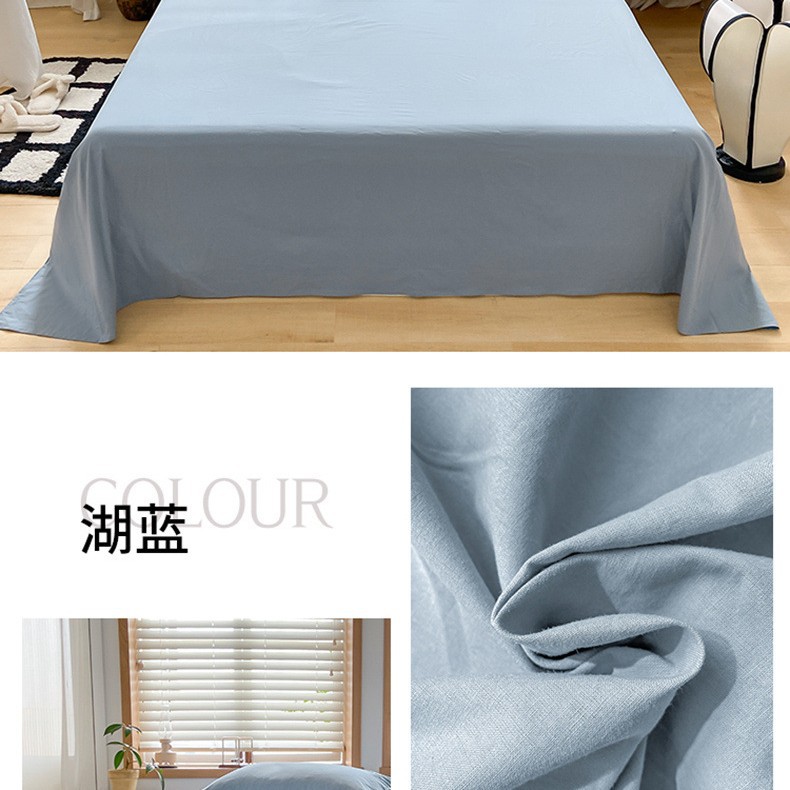 Sábanas engrosadas de algodón puro pieza única 100 algodón nuevo dormitorio de estudiantes azul edredón para dormir desnudo juego de tres piezas de funda de almohada individual