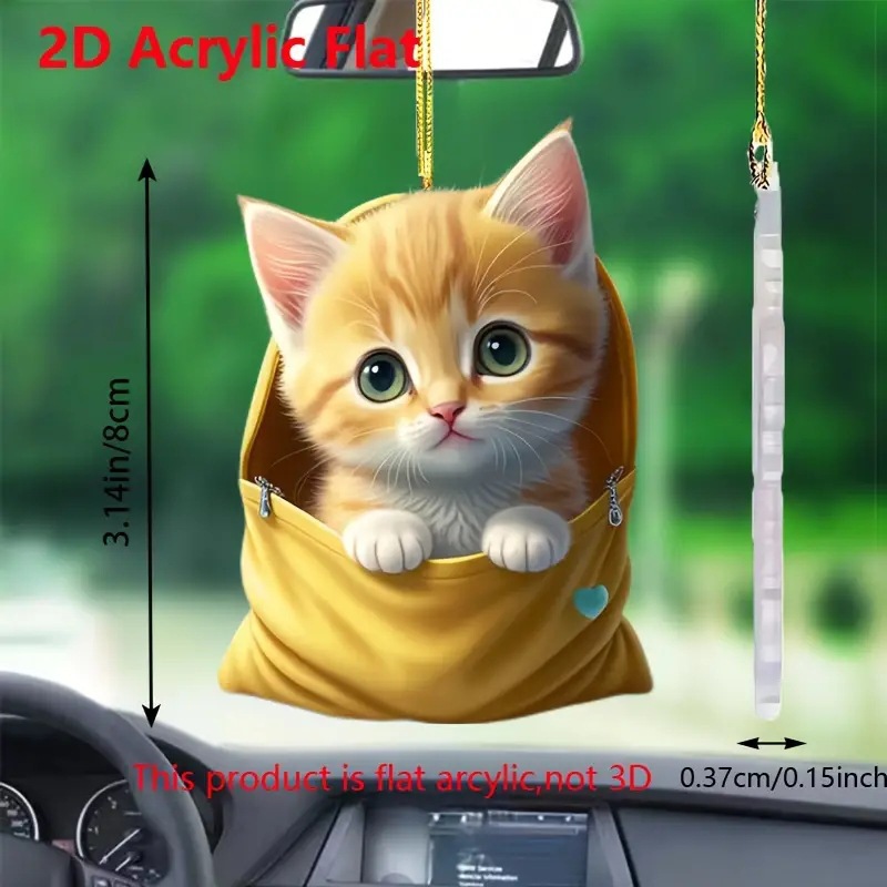 Nuevo estilo transfronterizo 2D lindo gato animal decoración acrílico pequeño colgante decoración del hogar