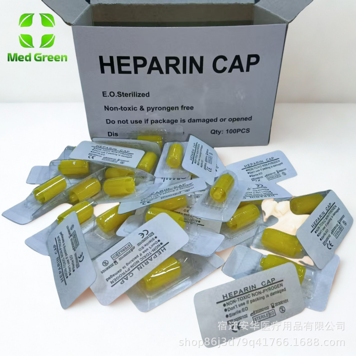Heparin Cap for Injection, Yellow Octagonal, Exclusively for Foreign Trade, Sterilized Packaging, Used with Indwelling Needle and Syringe