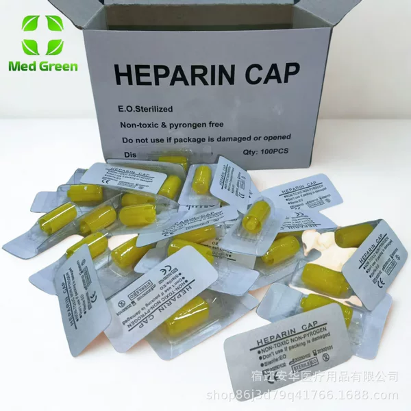 Heparin Cap for Injection, Yellow Octagonal, Exclusively for Foreign Trade, Sterilized Packaging, Used with Indwelling Needle and Syringe