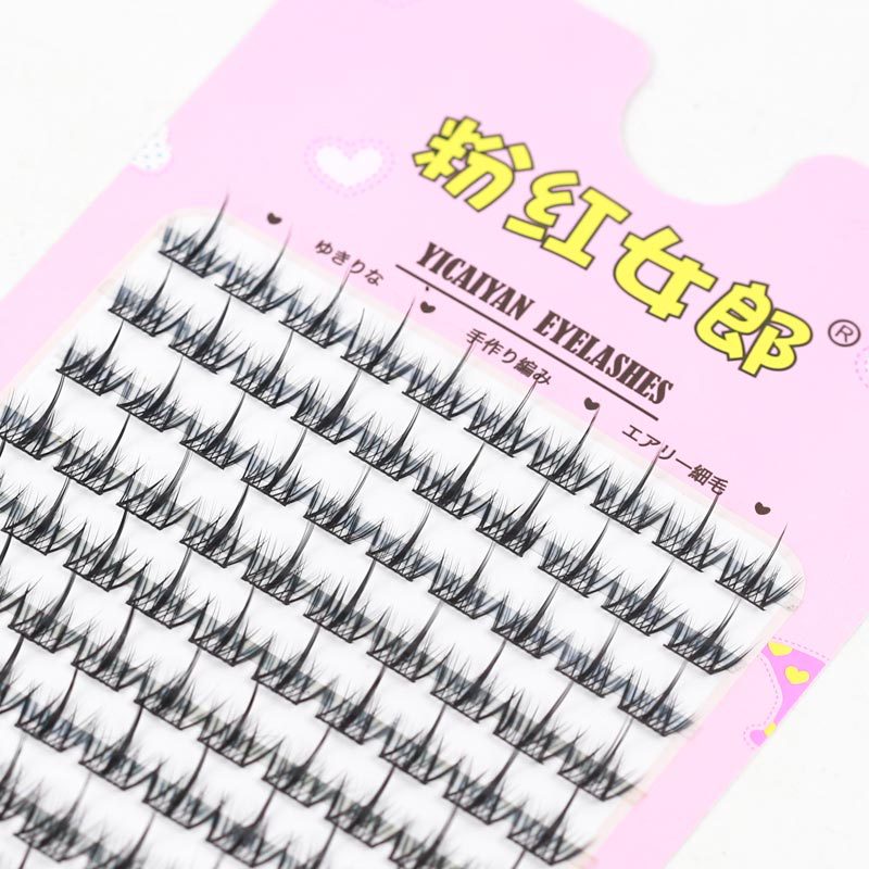 Pink Girl 100 Cluster Deviruchi Lazy Trilogy False Eyelash Single Cluster Fine Stem Segmented Grafting Eyelash Book