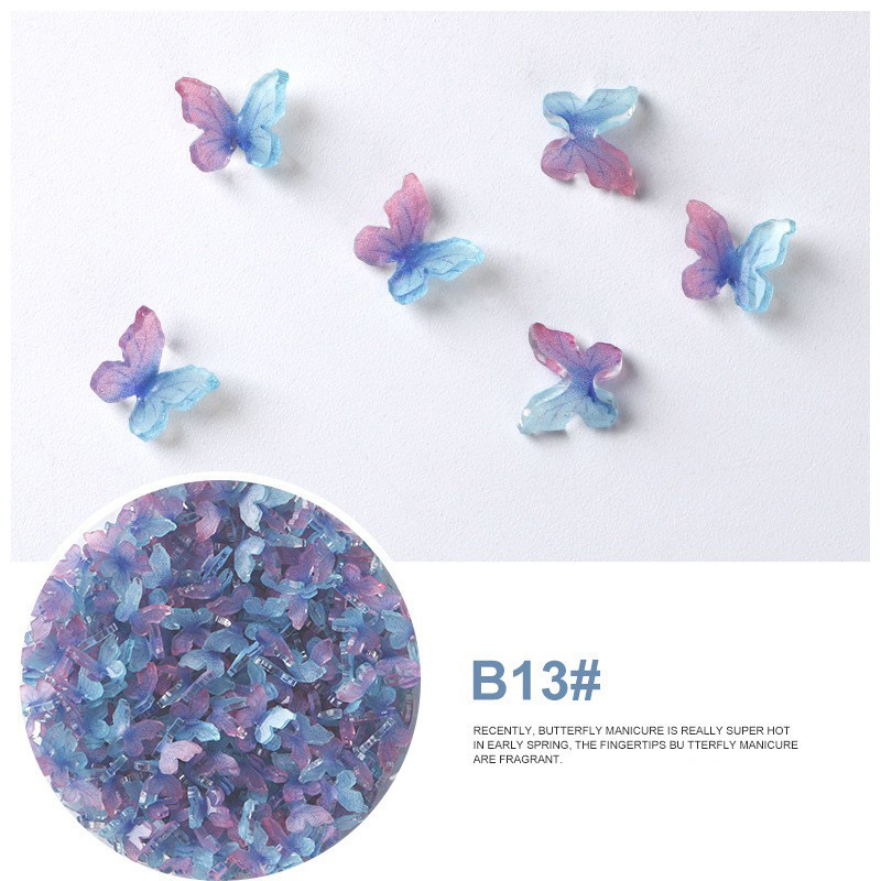 Acrílico mariposa resina tridimensional accesorios de uñas accesorios de flores plástico transparente uñas hechas a mano material DIY image 26