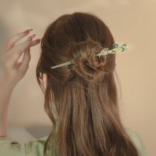 新中式镶钻清透竹节发簪女 古风汉服簪子盘发丸子头发钗简约发饰