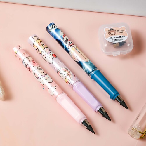Cartoon black technology no-sharpening eternal pencil for students, durable and not easy to break, hand-held posture pencil refill replacement