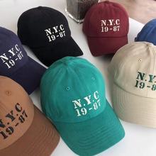 NYC棒球帽韩版潮显脸小遮阳春网红休闲软顶帽子男士夏季鸭舌帽潮