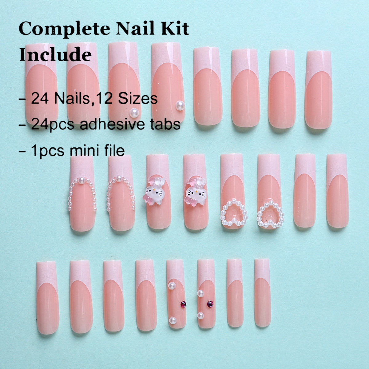 Comercio extranjero super largo diamante dulce lindo forma de corazón usar uñas de ballet desmontables uñas falsas manicuras desmontables