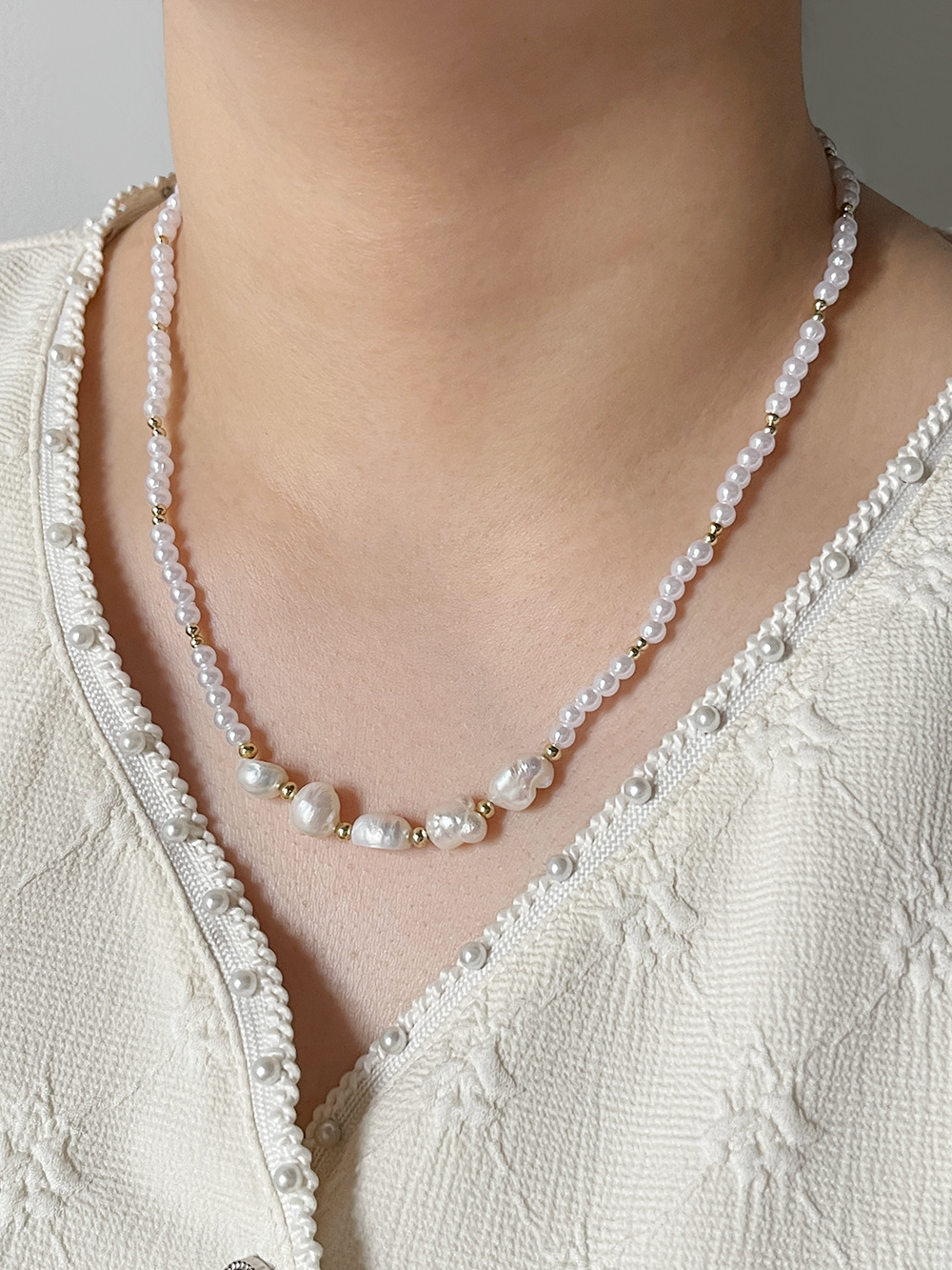 Baroque Style Irregular Pearl Copper Plating Necklace 1 Piece