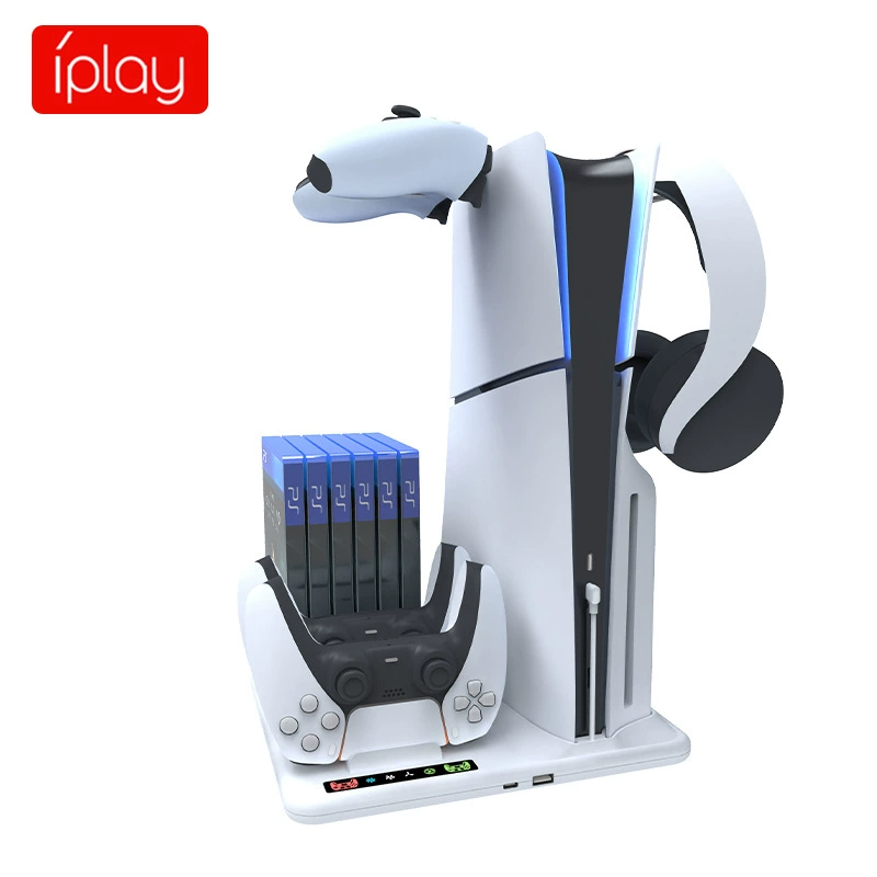 PS5SLIM host multi -functional heat dissipation base with discs with dish storage rack PS5 handle double -seat headset