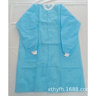 Factory Processing Non-woven Lab coat Snap Button Work Clothes Collar Hook visit coat Multi-flap Pocket Pants Blue coat