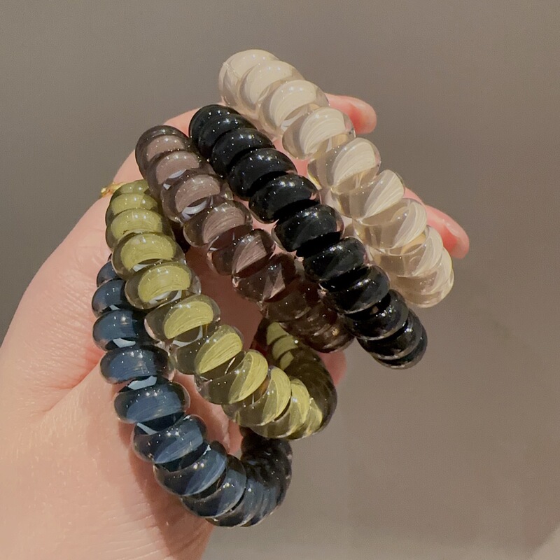 South Korea Dongdaemun New Jelly Color Telephone Line Hair Ring High-end Sense Simple Hair Strap Horse Tail Ball Head Rope