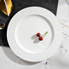 White dark texture minimalist underglaze porcelain dining western disk bull plate 10 -inch flat plate disc
