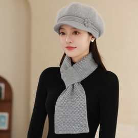 羊绒围巾女100%纯山羊绒秋冬新款护颈百搭保暖三件套