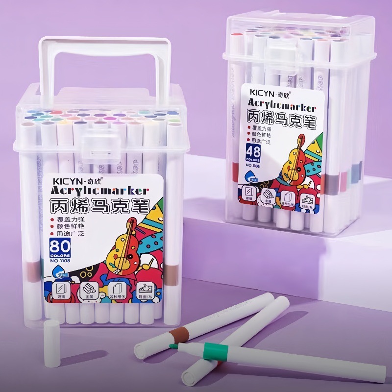 Marcador de acrílico pintado de arte infantil pintado de graffiti color opaco pincel de color plegable acuarela marcador