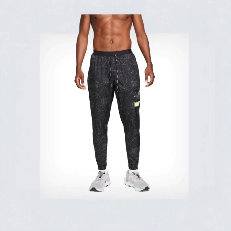 2025 Cross-border Men's Mid-Rise Casual Pants, Digital Print Slim Fit Trousers, Model 02, Black