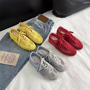 Mesh Breathable Moral Training Shoes for Women 2025 Summer New Pure Color Forrest Gump Shoes Cut Out Soft Sole Versatile Casual Sports Shoes