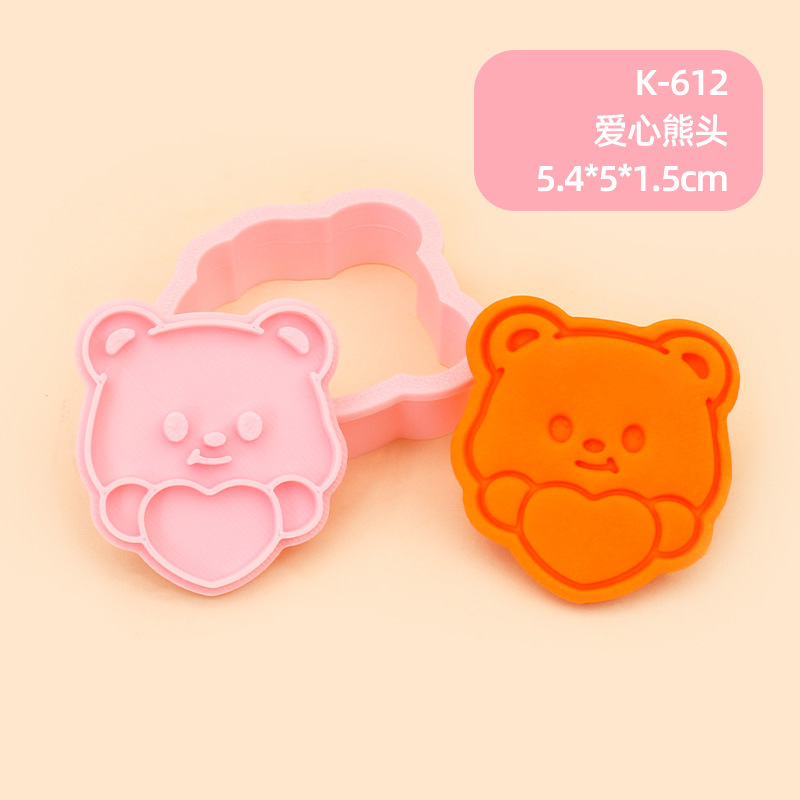 Molde de galletas de oso de mantequilla Postre de oso de oso de marca de galletas fondant prensa manual 3D herramienta de horneado de prensa tridimensional