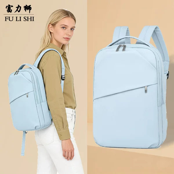 Customized Large-Capacity Lightweight Women's Computer Bag, Casual Backpack, Solid Color School Bag for Middle School Students, Work and Commuting Backpack