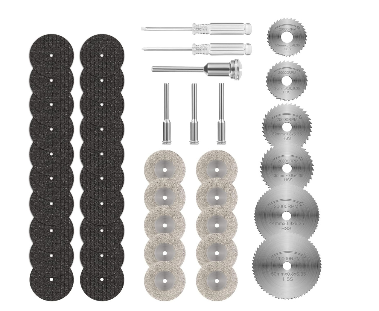 Hoja de corte de acero de alta velocidad Hoja de sierra de acero inoxidable Muela abrasiva Hoja de sierra de resina Juego de hoja de sierra pequeña Rueda de pulido pequeña
