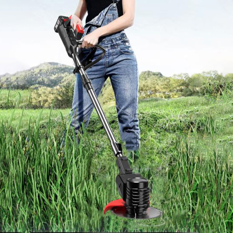 小型家用锂电割草机手持充电式草坪修剪机折叠除草机款打草机跨境