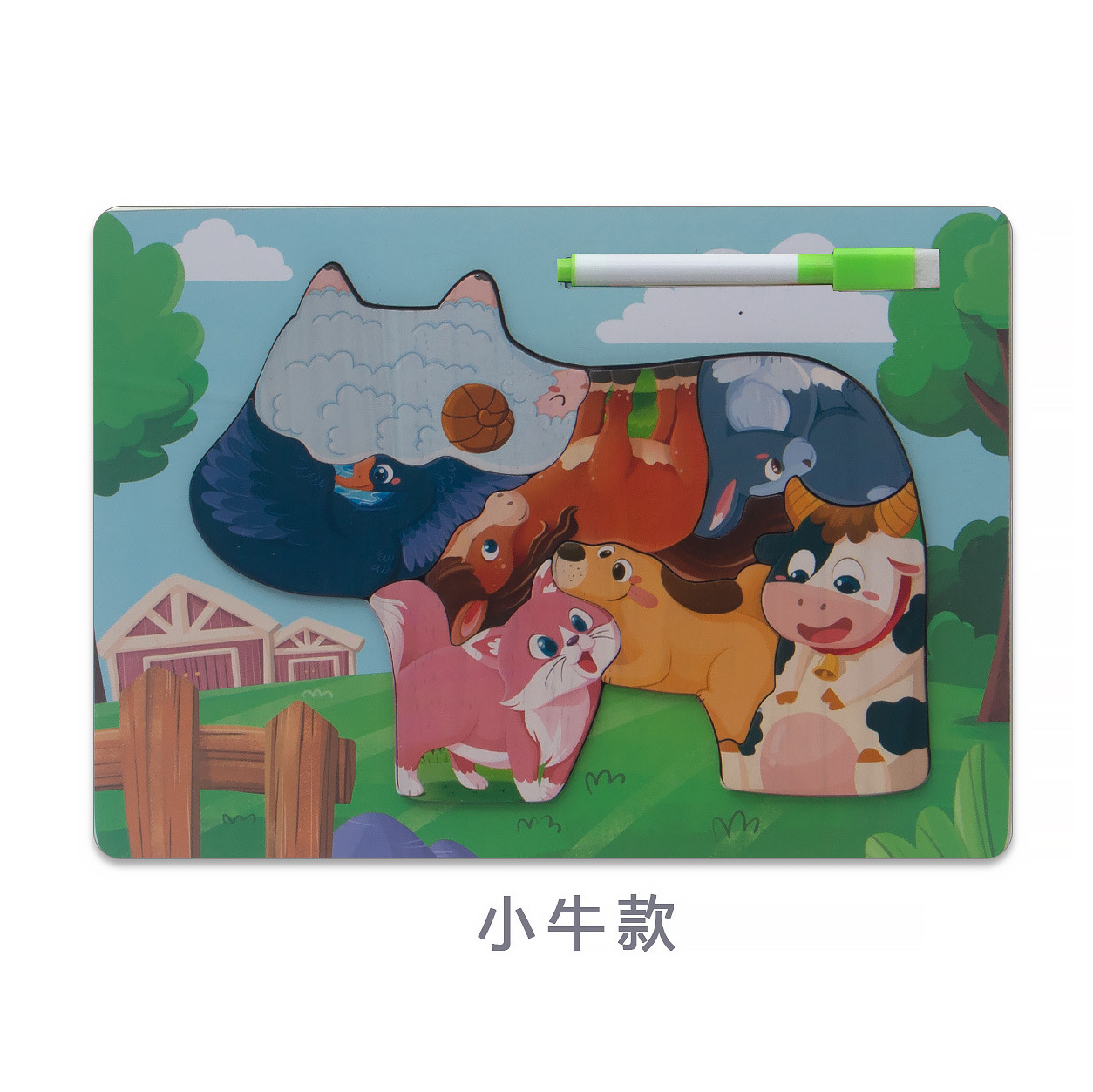 Rompecabezas tridimensional, tablero de dibujo, tablero de dibujo, dos en uno, bloques de construcción de partículas grandes, animales de dinosaurio, rompecabezas 3D, juguetes de madera