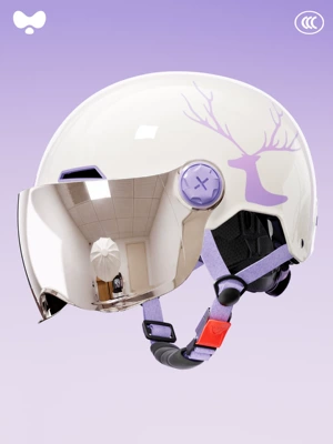 Hair Pressure, Universal for All Seasons, Motosiklet kaskı (dəbilqə) - 3c-white-elk-electroplated-short-mirror-class-a-new-national-standard-one-size-fits-all