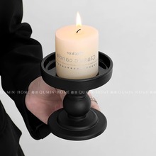 ins风黑色玻璃烛台摆件北欧香薰蜡烛器皿家居装饰服装店软装摆件