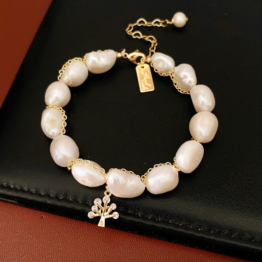 Pulsera - oro - blanco (chapado en oro real)