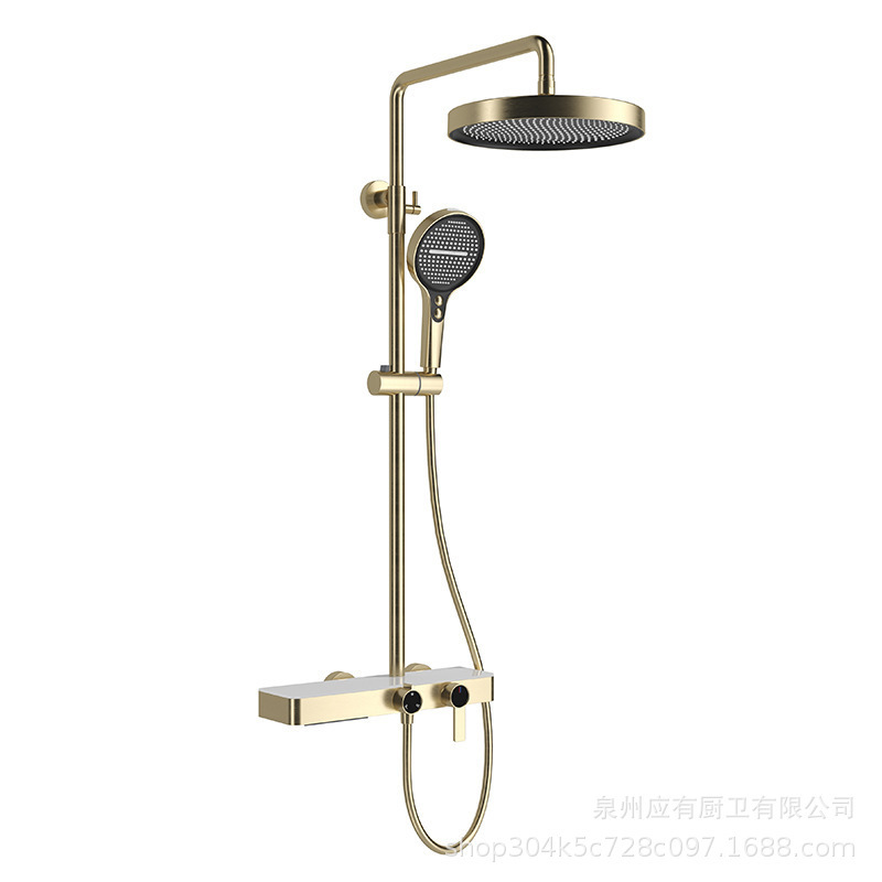跨境拉丝枪灰增压全铜淋浴花洒套装家用卫生间冷热淋浴器浴室花洒|undefined