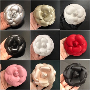 Large 10cm High Quality Genuine Leather Camellia Small Fragrant Flower Bag Pendant Leather Flower Bag Flower Head Clip Double Use Brooch Buckle Jewelry Flower