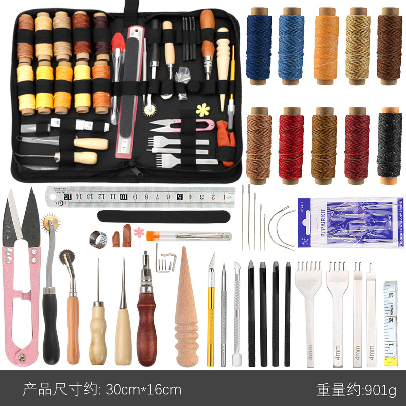 越境で人気の革細工用具、手縫いセット、DIY縫製針とワックス糸の組み合わせセット|undefined