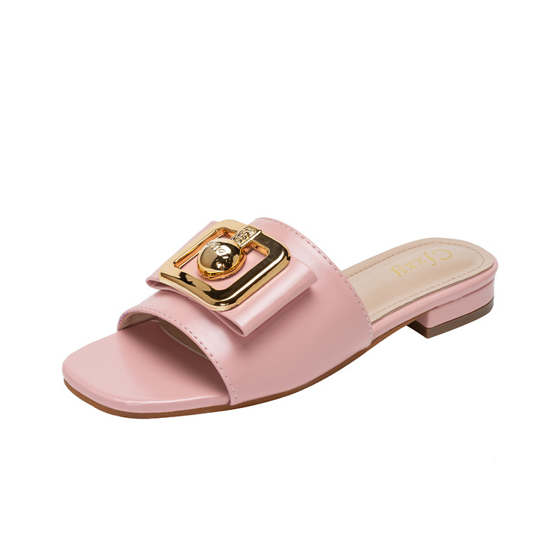 Slides für Mädchen Cross Border Neue Damen-Sandalen mit Metallschnalle und dicken Schuhen_voghion.com