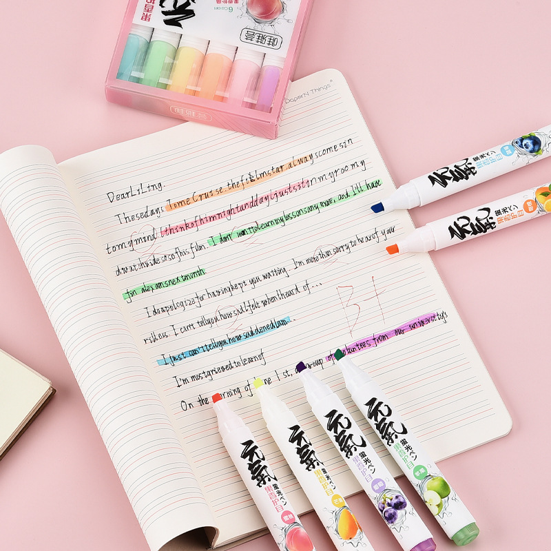 Resaltador afrutado, bolígrafo grueso, bolígrafo de marcado clave para estudiantes, bolígrafo de color de gran capacidad, bolígrafo de cuenta manual de pintura