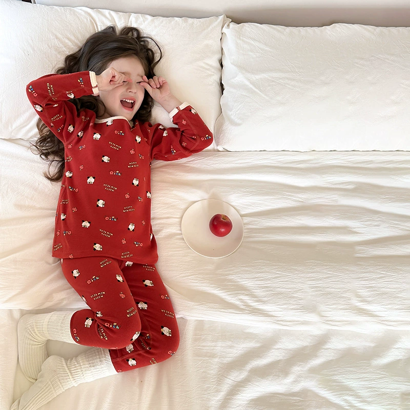 [Новогодний красный щенок удачи] Модные и праздничные пижамы с героями мультфильмов для мальчиков и девочек, комплект домашней одежды на зиму