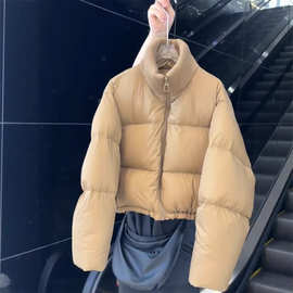2025新款冬季针织立领韩版小个子加厚保暖百搭面包服羽绒服外套女