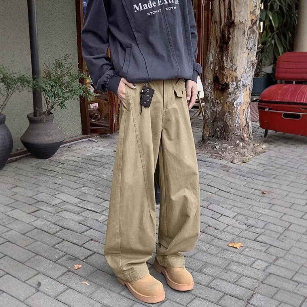 Autumn retro solid color trousers