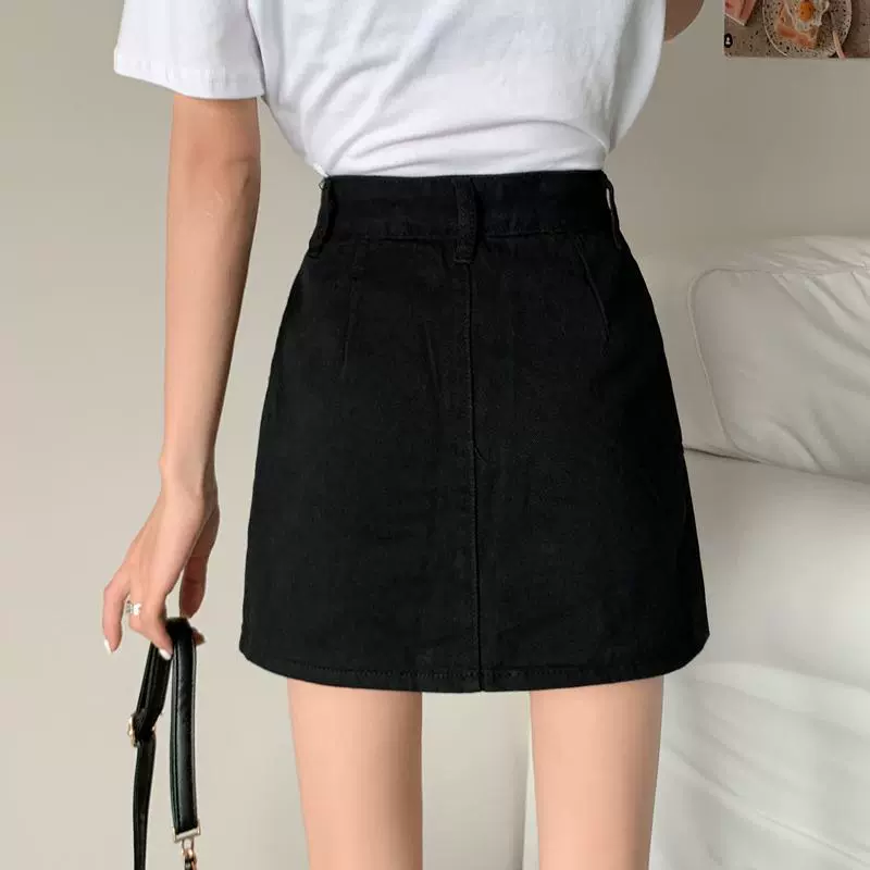 Summer fitted protective underware, denim skirt for students, Korean style, plus size, A-line