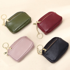 New minimalist mini women's short leather keychain coin purse zippered small wallet wholesale
