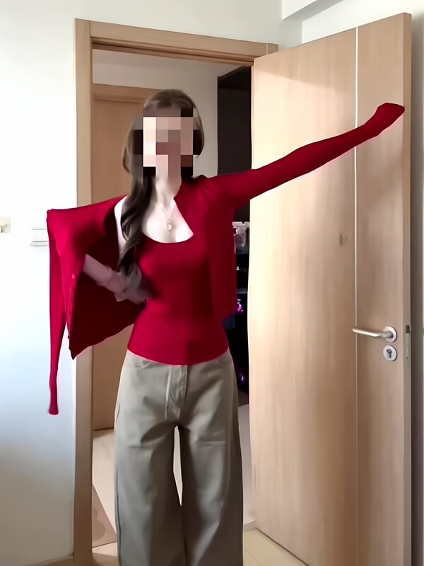 红色纯欲辣妹针织吊带开衫两件套女早秋季百搭小个子短款上衣外套|undefined