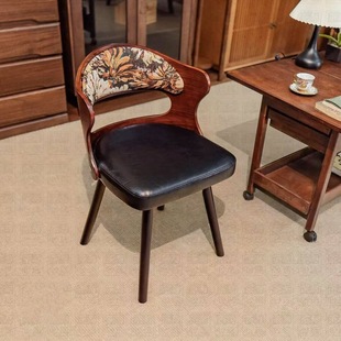 Solid Wood Chinese Style Light Luxury Rotatable Makeup Chair Bedroom Study Backrest Desk Chair Simple Study Chair Dining Chair Home