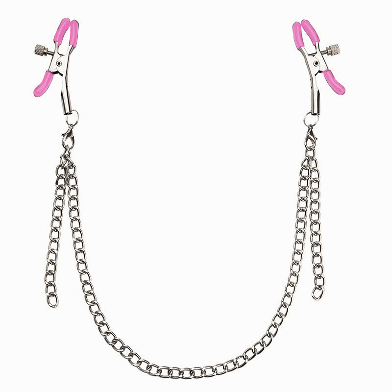 Nipple and Labia Clamps with Chain, Pink B Style, Adult Sensory Accessory — detail image 10