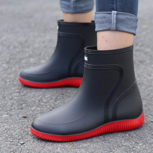 Rain boots for men, medium and high-top, fashionable Korean version, trendy rain boots with cotton, warm, non-slip, non-slip, waterproof, medium-top, wear-resistant water shoes