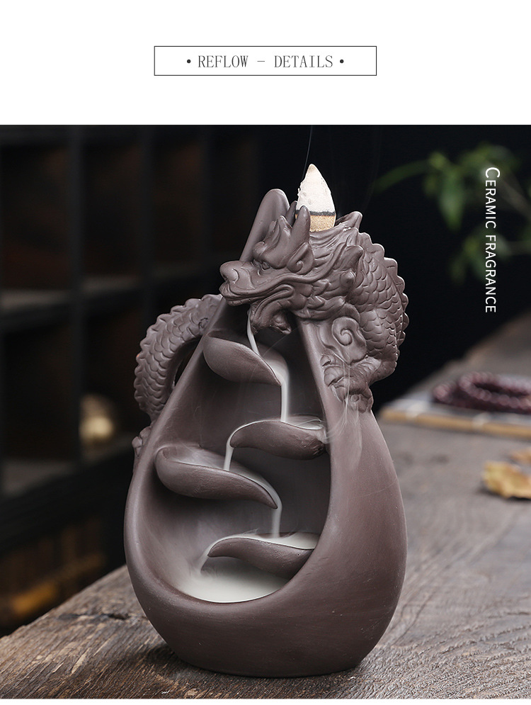 Upgrade your home decor with our Creative Dragon Backflow Incense Burner! Featuring a unique design, it not only adds a touch of elegance to any room but also creates a relaxing and soothing atmosphere with its backflow incense effect. Perfect for those looking for a calming and stylish addition to their space.