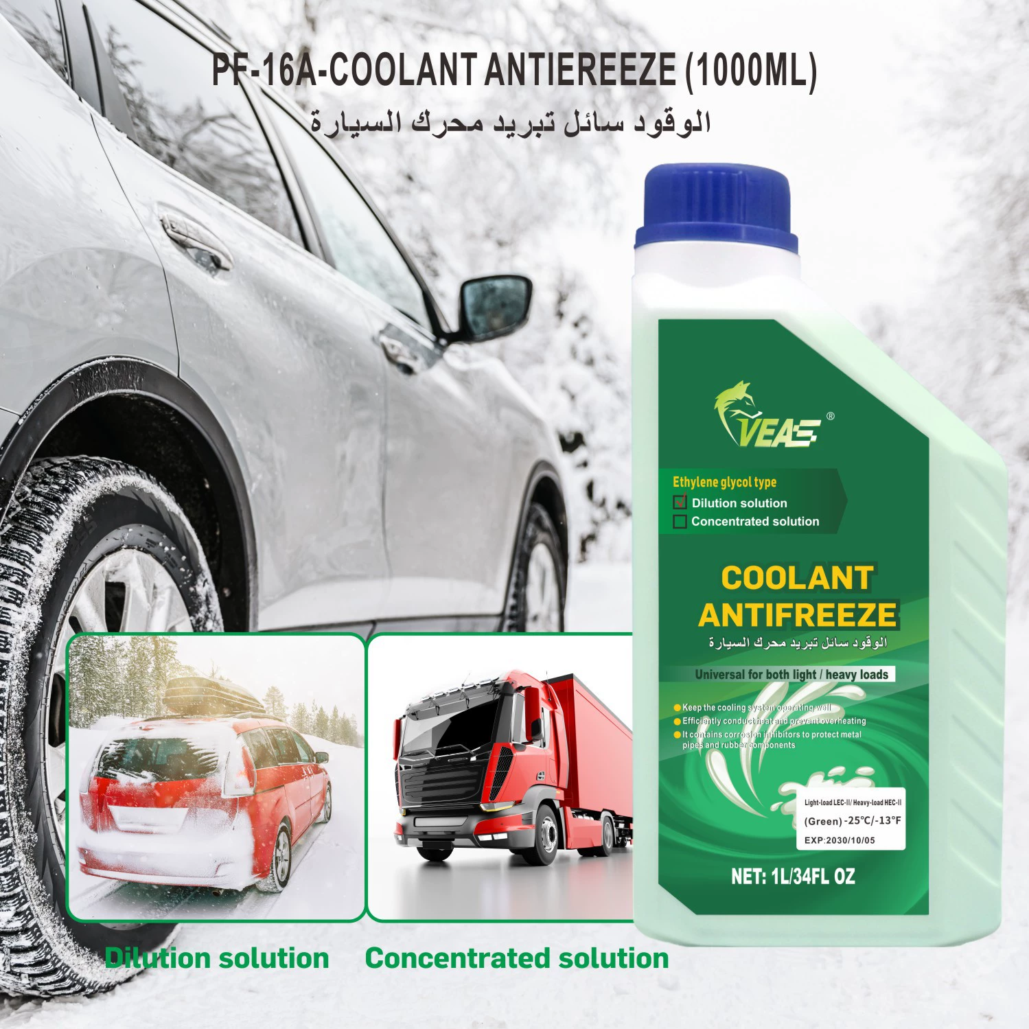 Заводская OEM-настройка 1-литрового долговечного антифриза для автомобилей -25°C ℃ Ёкспандерный бак для охлаждающей жидкости Bao Auto Coolant